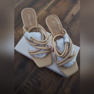Carcuume Womens Nude Strappy Heels